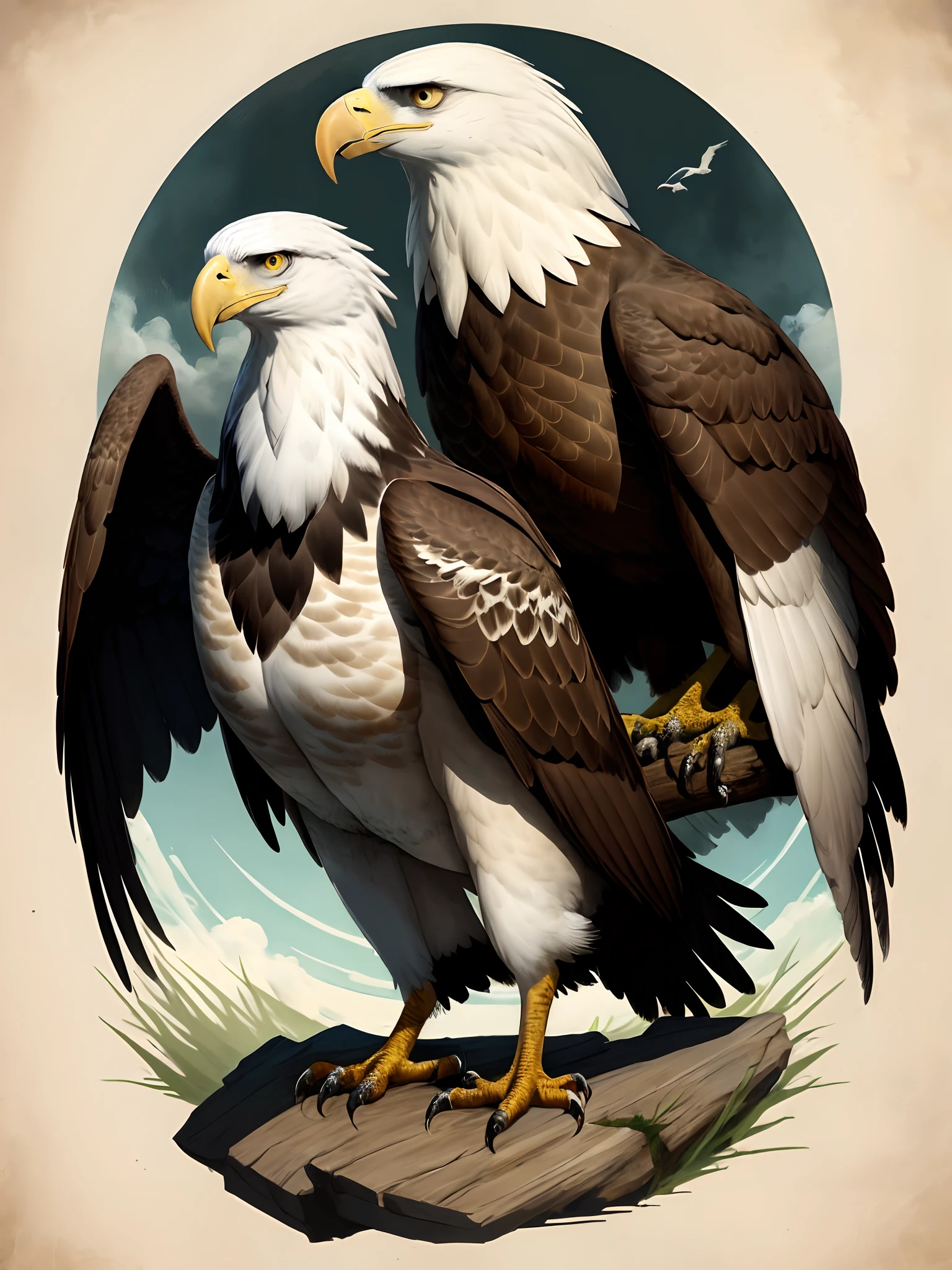 Uma tatuagem com o animal corvo e a frase Watchful as an eagle, my father said,escrita