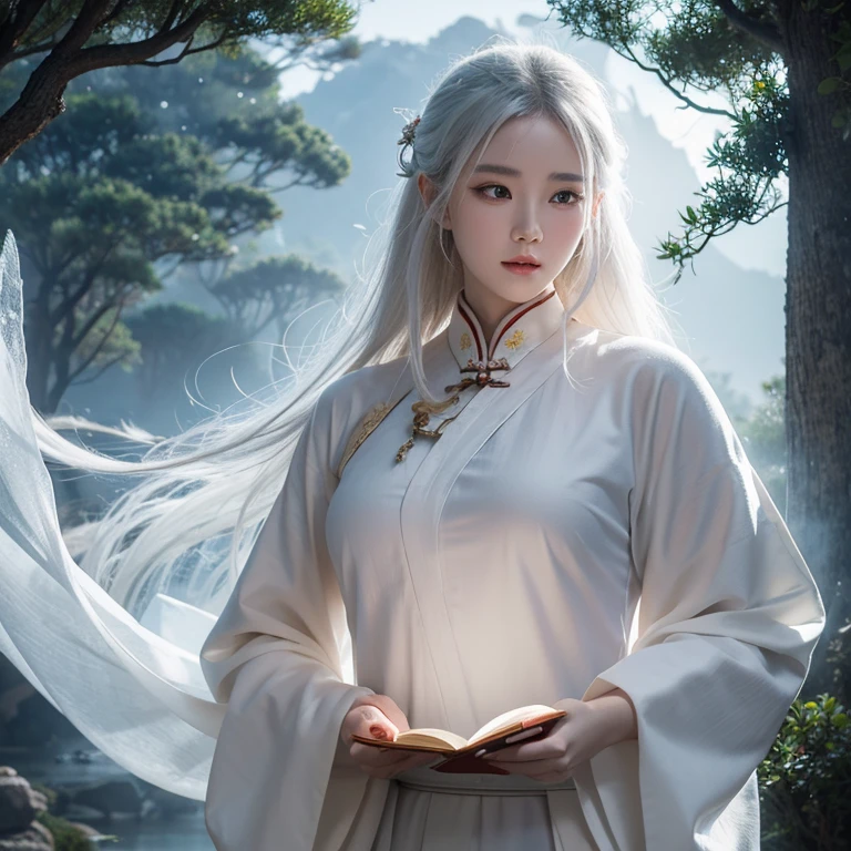 ancient Chinese style mythology，Fantasy novels，Beautiful CG monk，Chinese woman，White-haired witch，fairy woman，Large ，big assa，ultra HD wallpaper