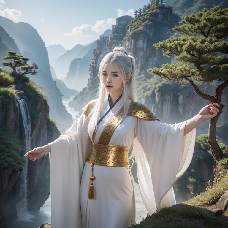 ancient Chinese style mythology,Fantasy novels,Beautiful CG monk,Chinese woman,White-haired witch,fairy woman,Large ,big assa,ultra HD wallpaper