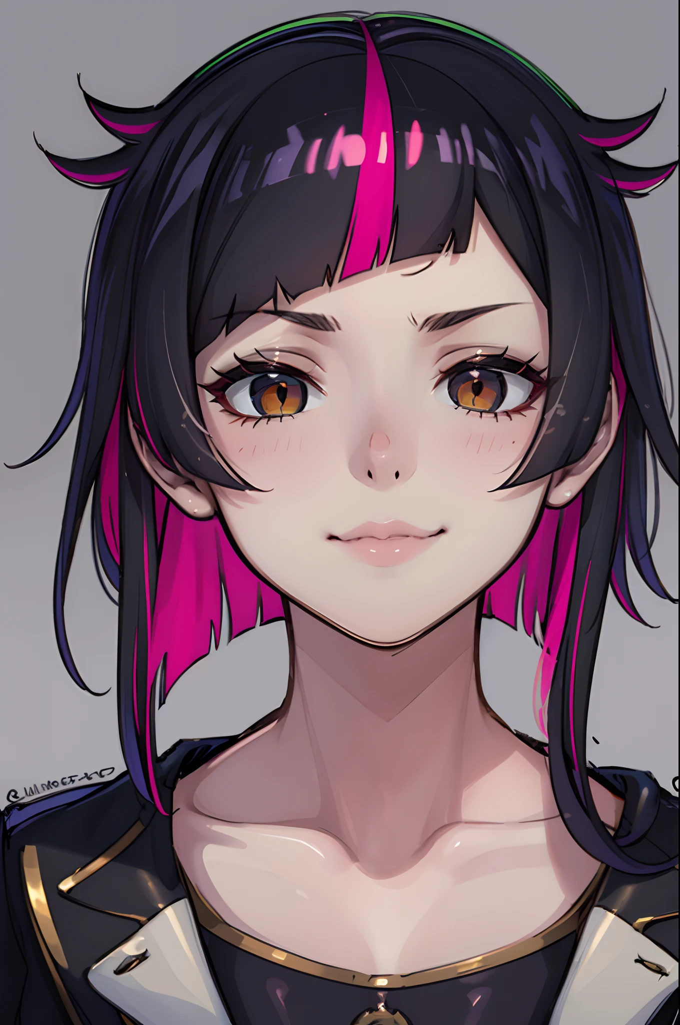 8k, ultra detalhe,lilia vanrouge, multicolored hair,streaked hair,black hair,pink hair, graves,portrait