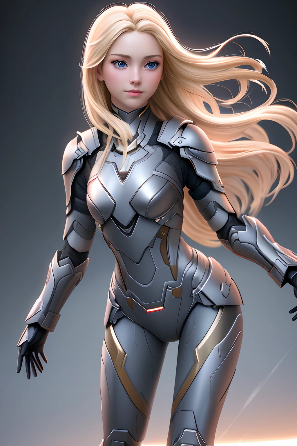 close up 1girl in, teenager, Solo, Aesthetic artwork, blond, straight blonde hair, super long blonde hair, light blue eyes,  some small freckles, pale skin, A-cup, small breasts, runners body, (thin hips, thin waist: 1.25), detailed skin, shy smile, (action shot, flying:1.3), arched back, wearing dark black & pink Iron man armor, (full body: 1.1), 24mm, 4k textures, soft cinematic light, RAW photo, photorealism, photorealistic, intricate, elegant, highly detailed, sharp focus, ((((cinematic look)))), soothing tones, insane details, intricate details, hyperdetailed, low contrast, soft cinematic light, dim colors, exposure blend, hdr, faded