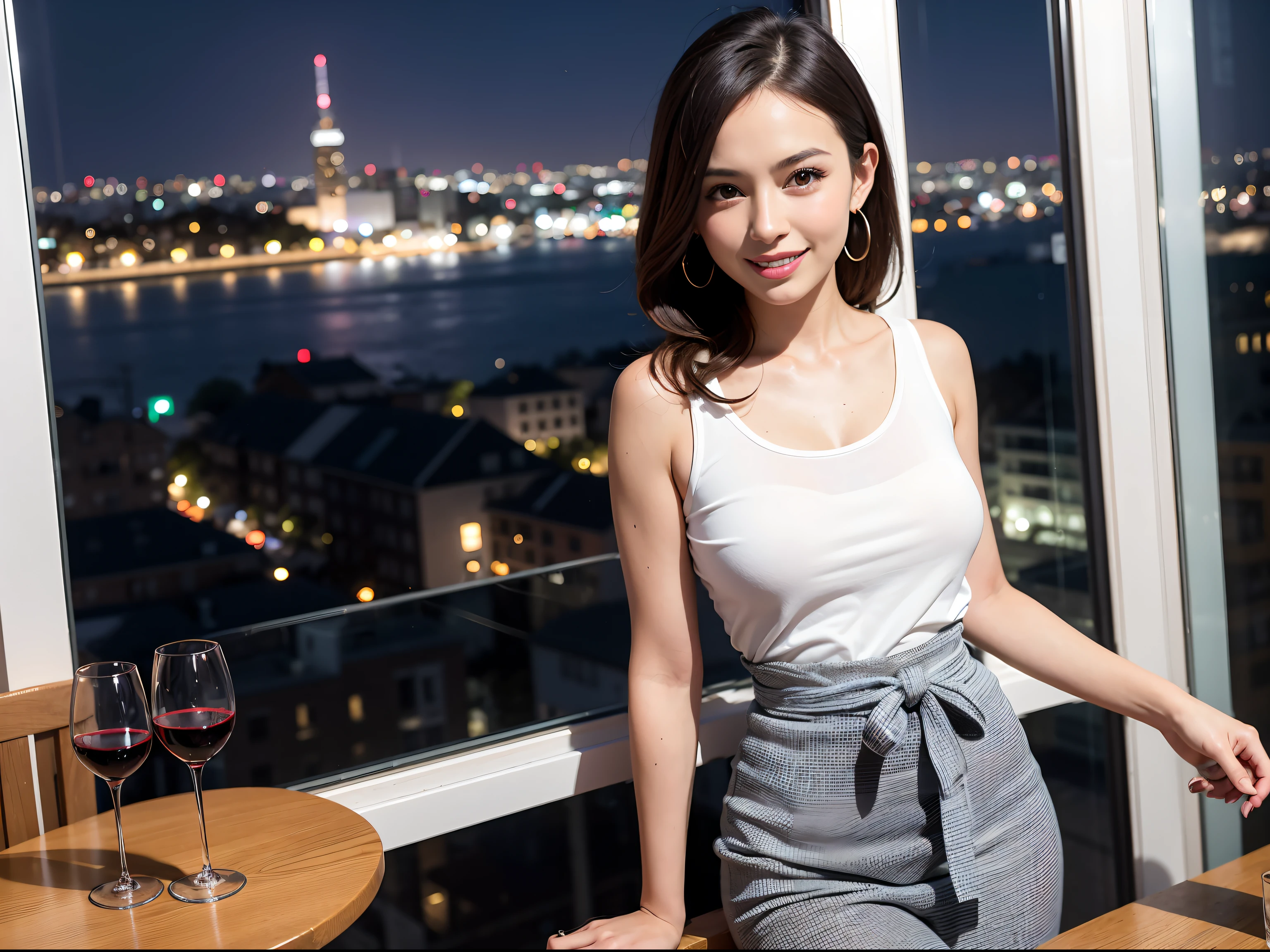 (64km race, nffsw, top quality, muste piece: 1.2), (realistic, photorealistic: 1.37), Dutch、Italian、Japanese、French、1 beautiful woman, (slimな顔), (slimボティ), (brown hair), (shortcut), cheeks blush a little, (44 years old), 38 years old, alone, 窓の外には美しく緻密なnight景が広がります.., restaurant, wine glassが座っている, nightに, Nova frog style in prominent places, actress, model, waist up, White wine, slim, wine glass, Super Clean night View, wine glass Put in the Middle, Happy smile, (smile: 1.15), beautiful slender eyes, upper body whole body, bust japan up, night, short, short, actress, model, waist up, White wine, slim, wine glass, Super Clean night View, wine glass Put in the Middle, Happy smile,