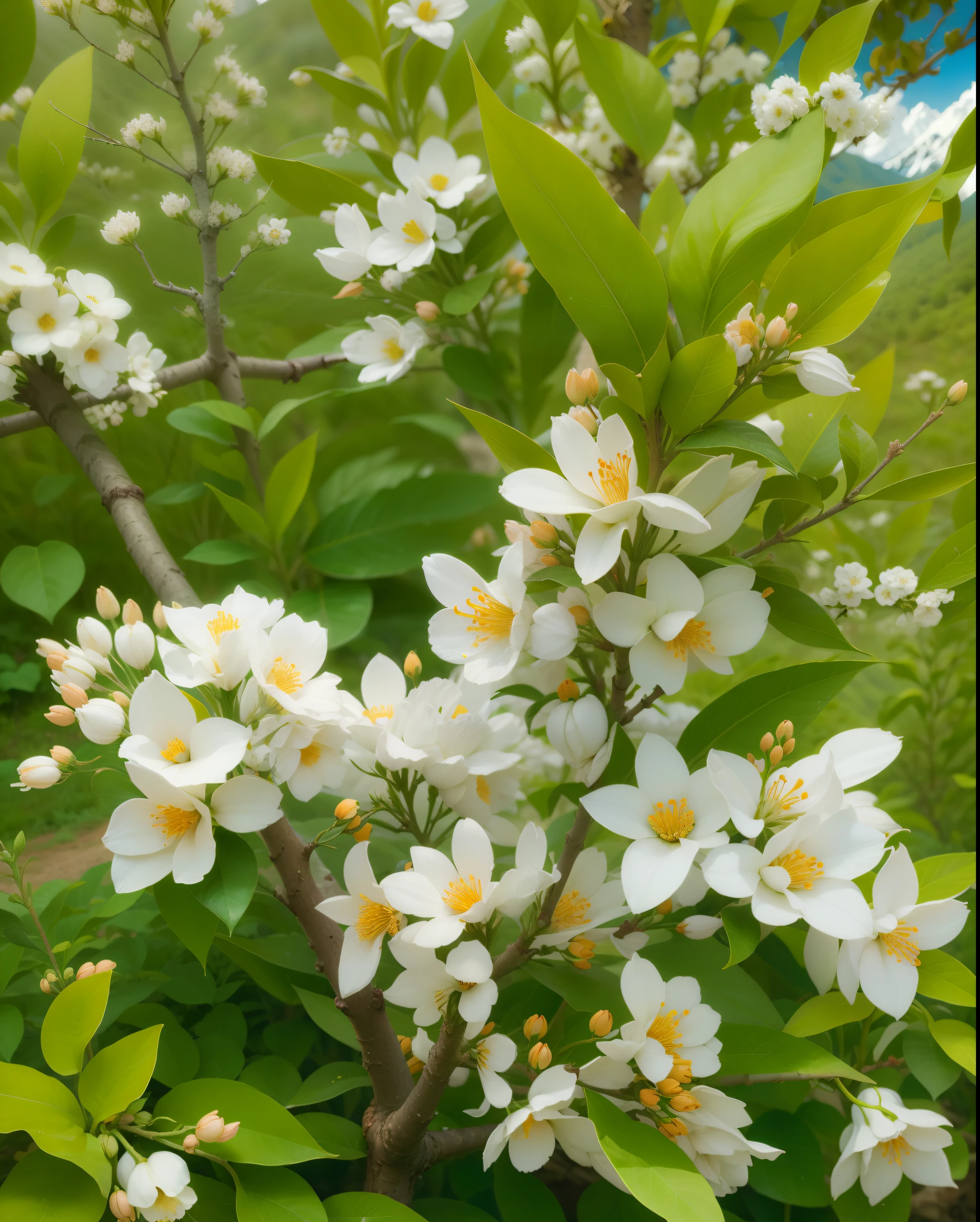 Orange blossoms in the mountains,k hd,high qulity,tmasterpiece