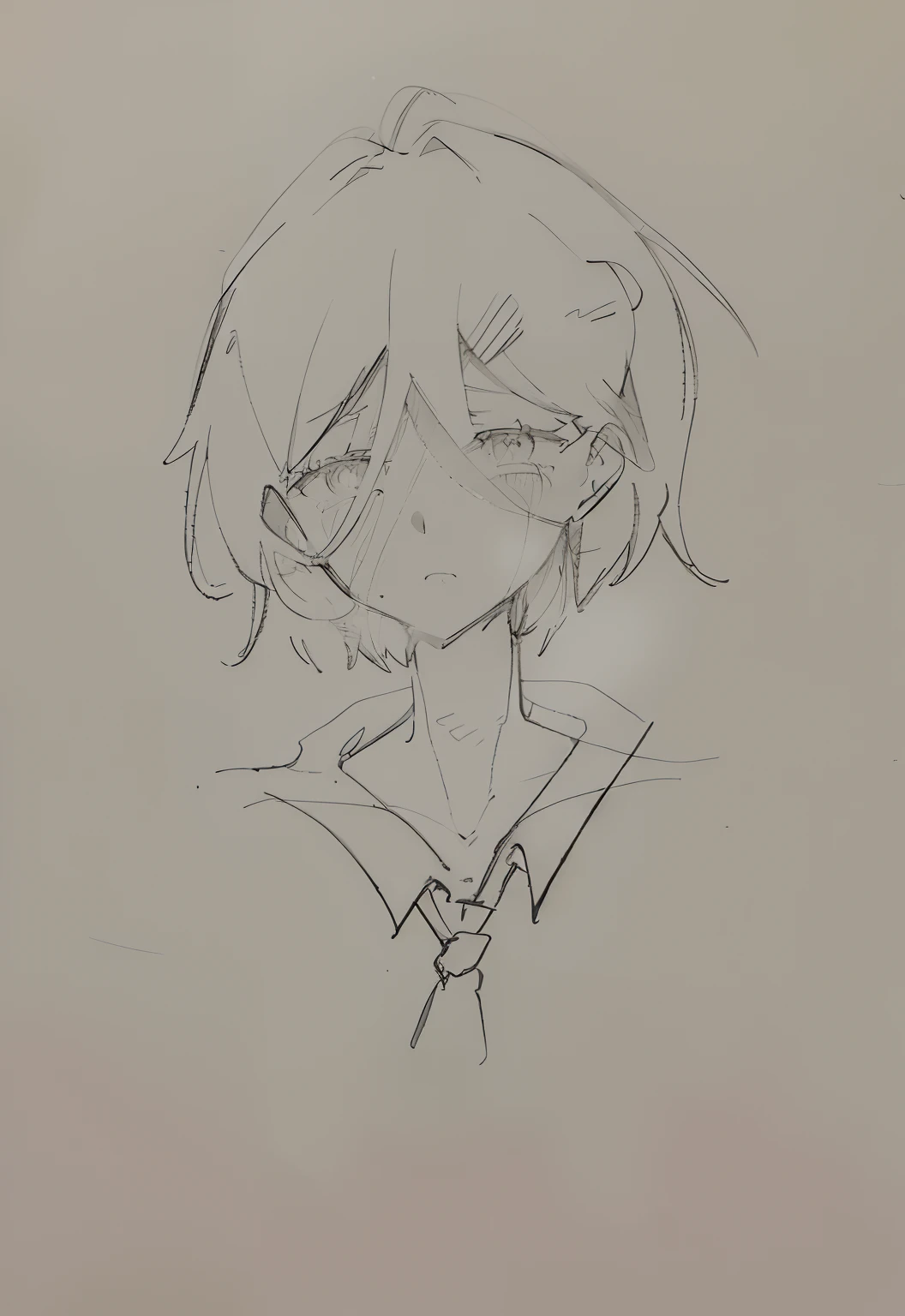 Drawing of a woman wearing a tie and a shirt, anime sketch, loose pencil sketch, heroines 👀 :8, flat anime style shading, subtle anime style, style of anime, Portrait of an anime girl, Anime style characters, An anime picture, anime style portrait, Line!!, Anime style painting, sketchy artstyle, with a sad expression