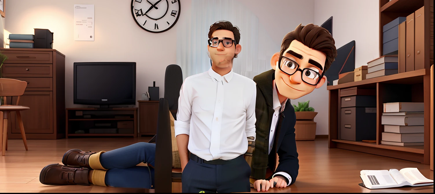 In the selected part there is a man wearing glasses