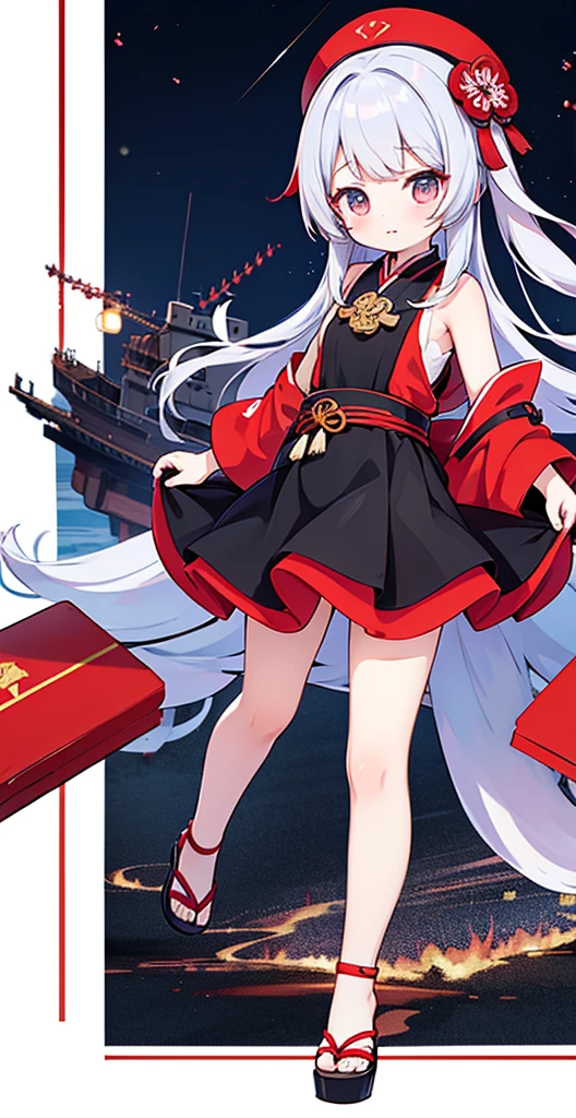 Anime girl wearing red hat and black dress holding red box, azur lane style, guweiz, From《Azur route》videogame, onmyoji, From the maiden front, 《Azur route》role, onmyoji detailed art, seductive anime girls, Anime girl wearing black dress, finely detailled. Girl Front, from the night of the ark