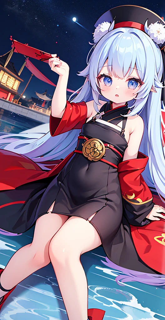 Anime girl wearing red hat and black dress holding red box, azur lane style, guweiz, From《Azur route》videogame, onmyoji, From the maiden front, 《Azur route》role, onmyoji detailed art, seductive anime girls, Anime girl wearing black dress, finely detailled. Girl Front, from the night of the ark