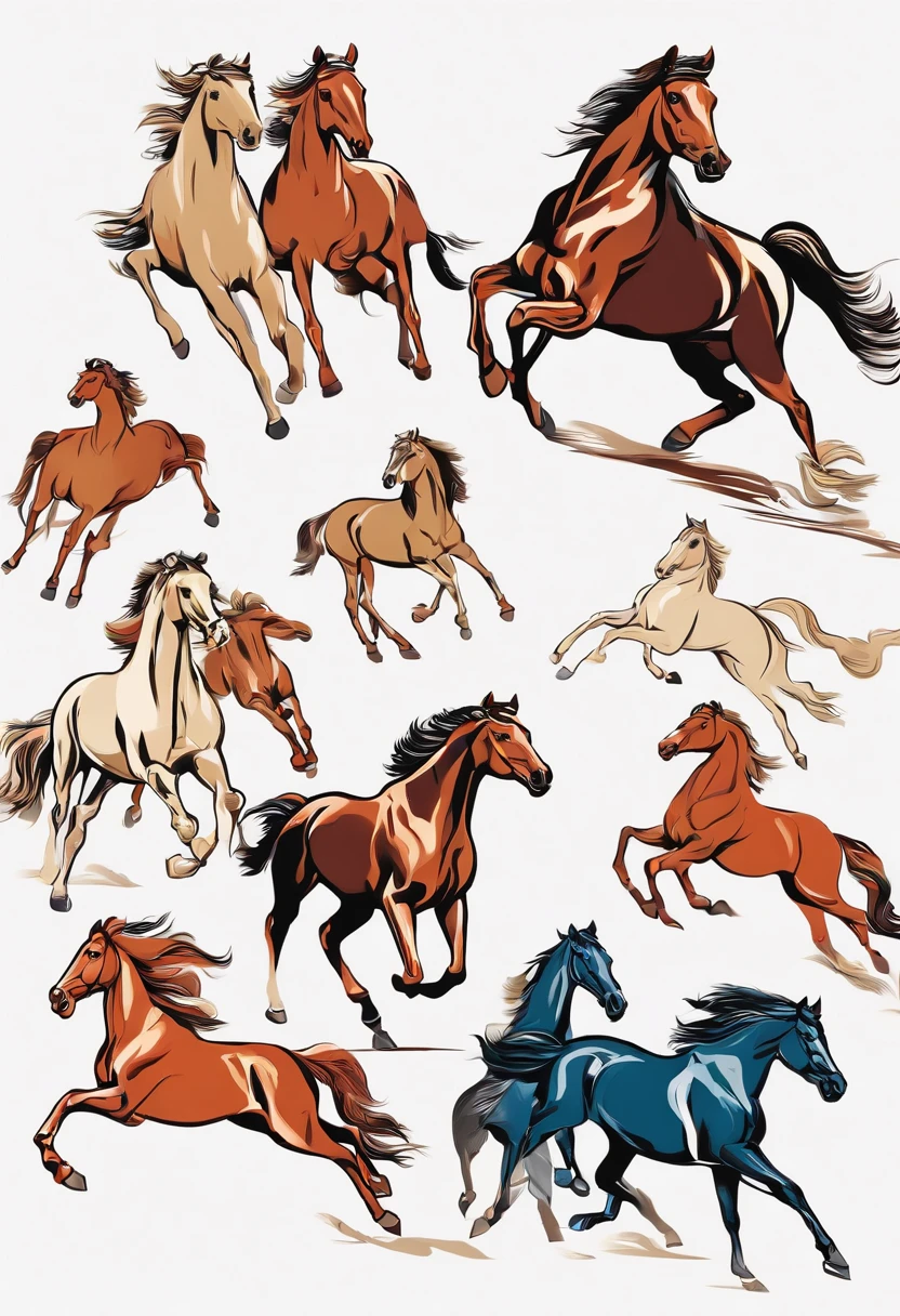 simple horse logo、illustratio、Running horses、horse racing、Hermes、Ferrari