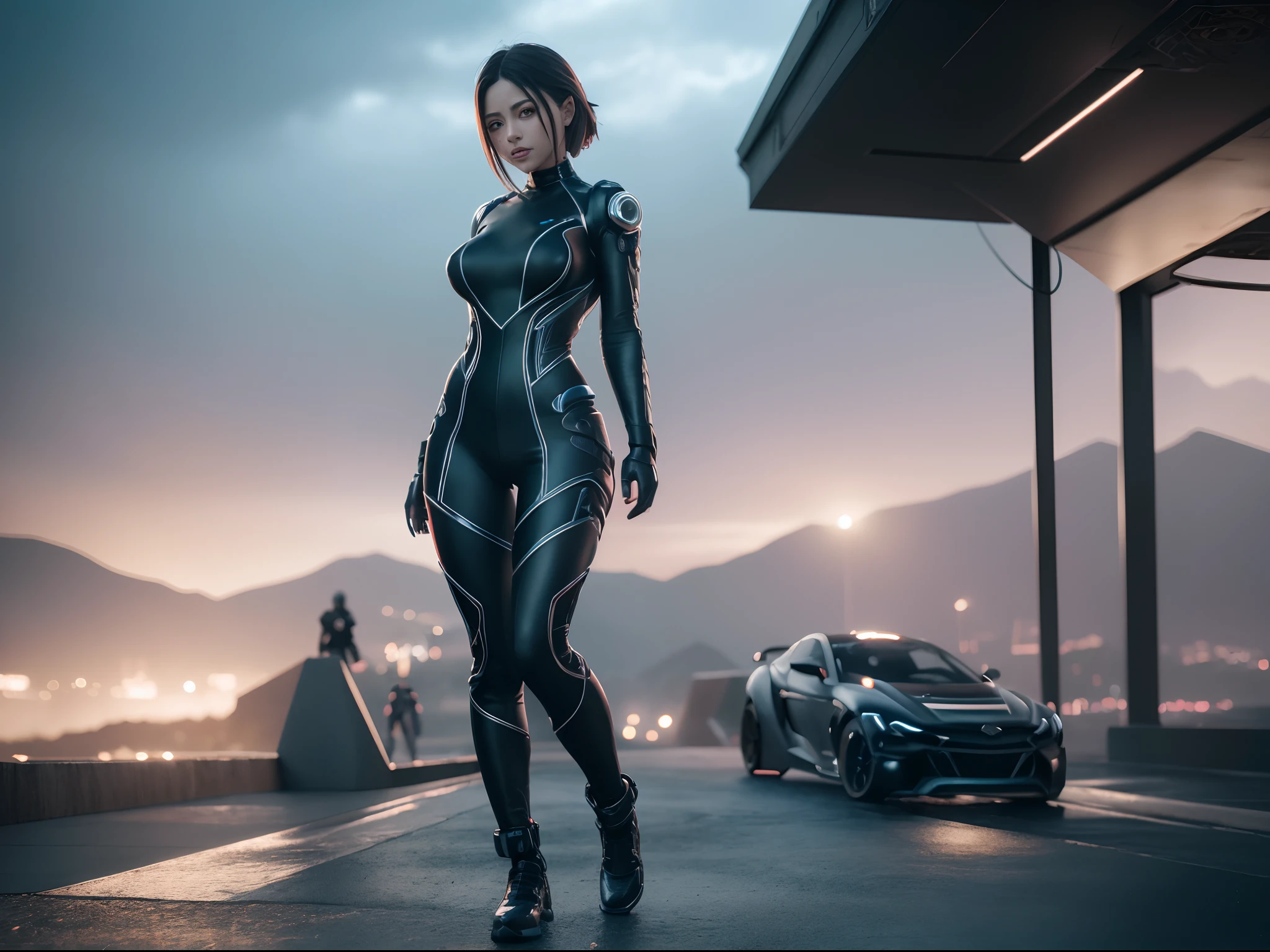 Alita,3d,cg,view from side,wide hip,large breast,(full body:1.5),figure and graceful curves,cybernetic leotard,extreme beauty,style Fortnite,Unreal Engine 5.1,cyberpunk city,(best quality,4k,8k,highres,masterpiece:1.2),ultra-detailed,(realistic,photorealistic,photo-realistic:1.37),HDR,UHD,studio lighting,ultra-fine painting,sharp focus,physically-based rendering,extreme detail description,professional,vivid colors,bokeh,portraits,landscape,horror,anime,sci-fi,photography,concept artists,cool tones,luminous lights