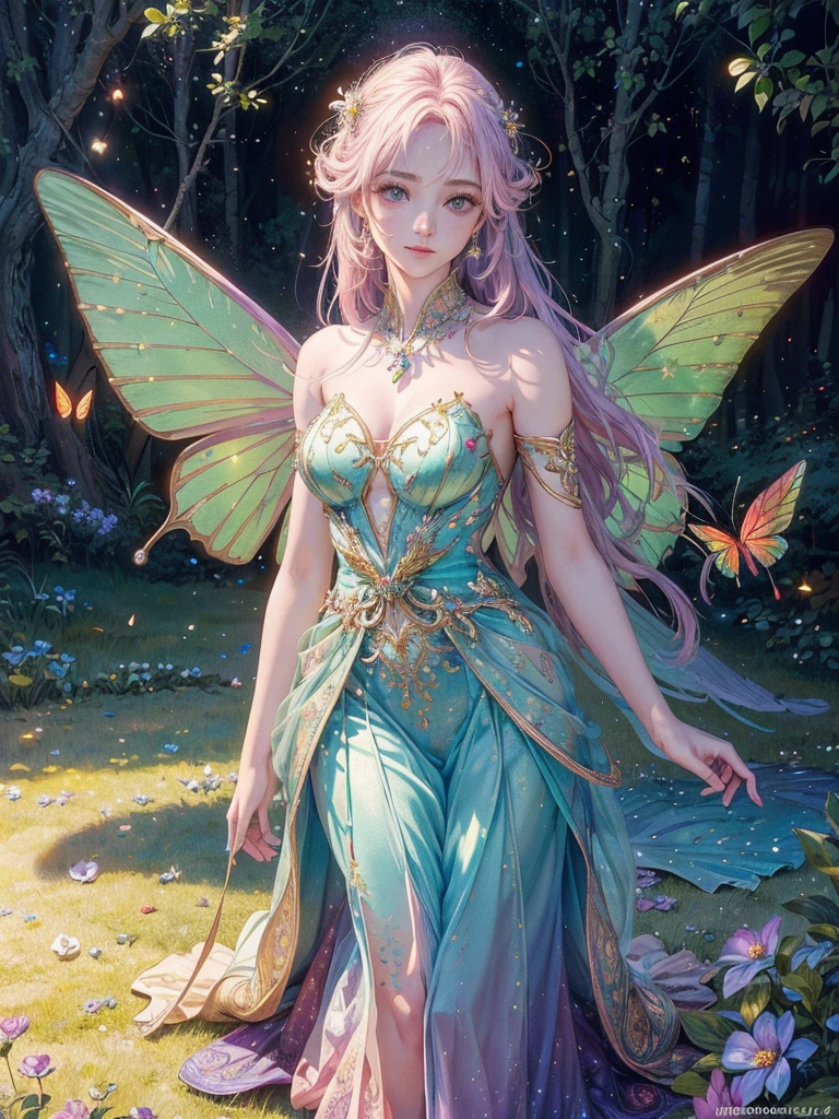 Enter a magical kingdom as Barbie transforms into a graceful forest fairy, surrounded by glittering fireflies and eccentric creatures. Com asas cintilantes e uma coroa de flores, She spreads enchantment in an ethereal forest setting.