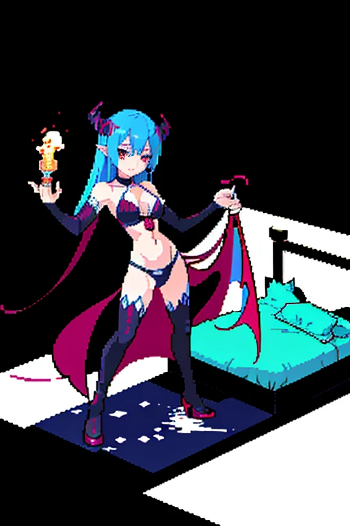 HOLDING a whip, jerking a (()), anime characters standing on each side of bed with a guy in the bed, as his out out (()), cum ((cum), POV, succubus in tight, succubus, anime monster girl, visual novel cg, shaded anime, beautiful succubus, ecchi anime style, joi, wet