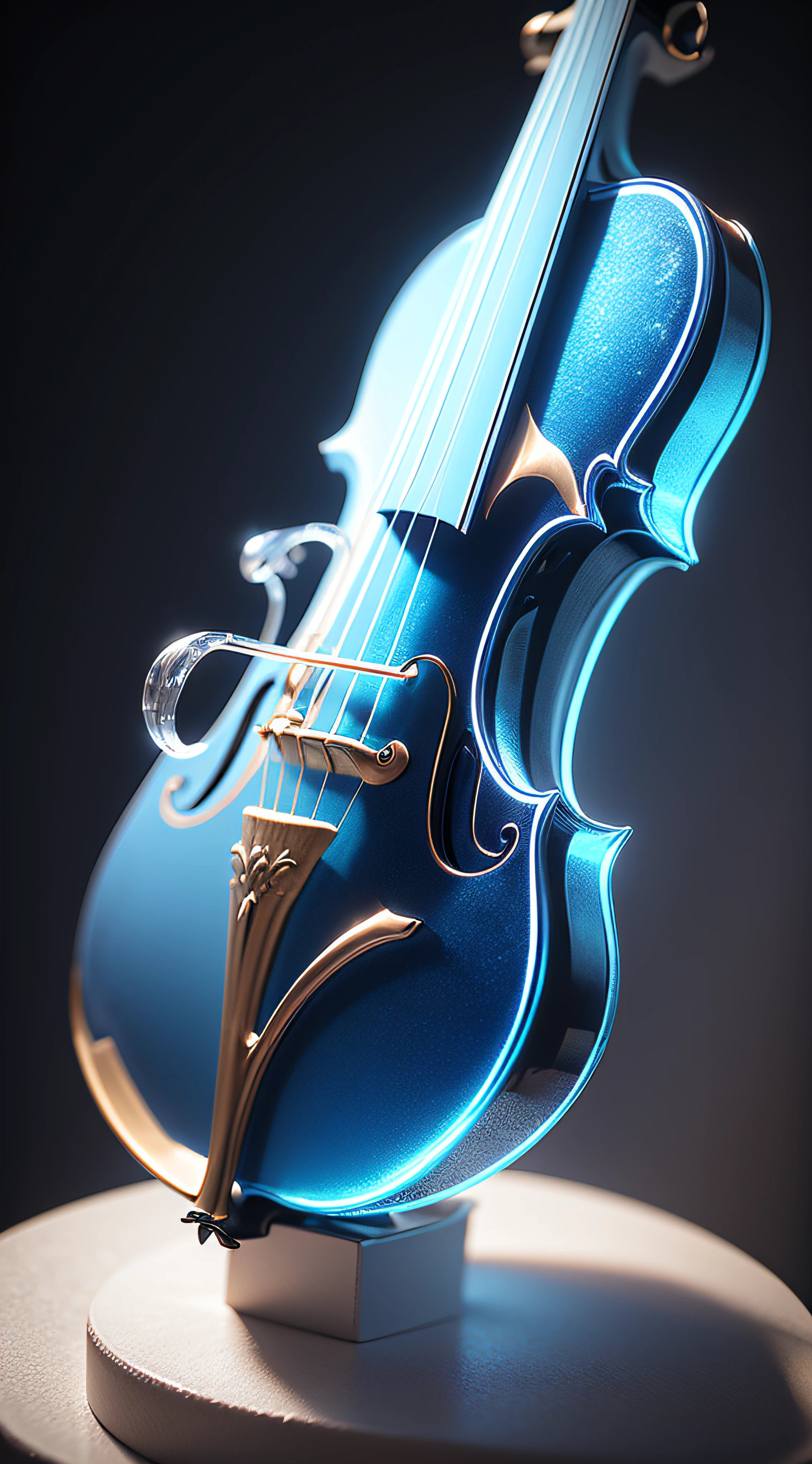 best quality, ultra-detailed, extremely detailed. ice sculpture : An ice violin. HDR, 16K.