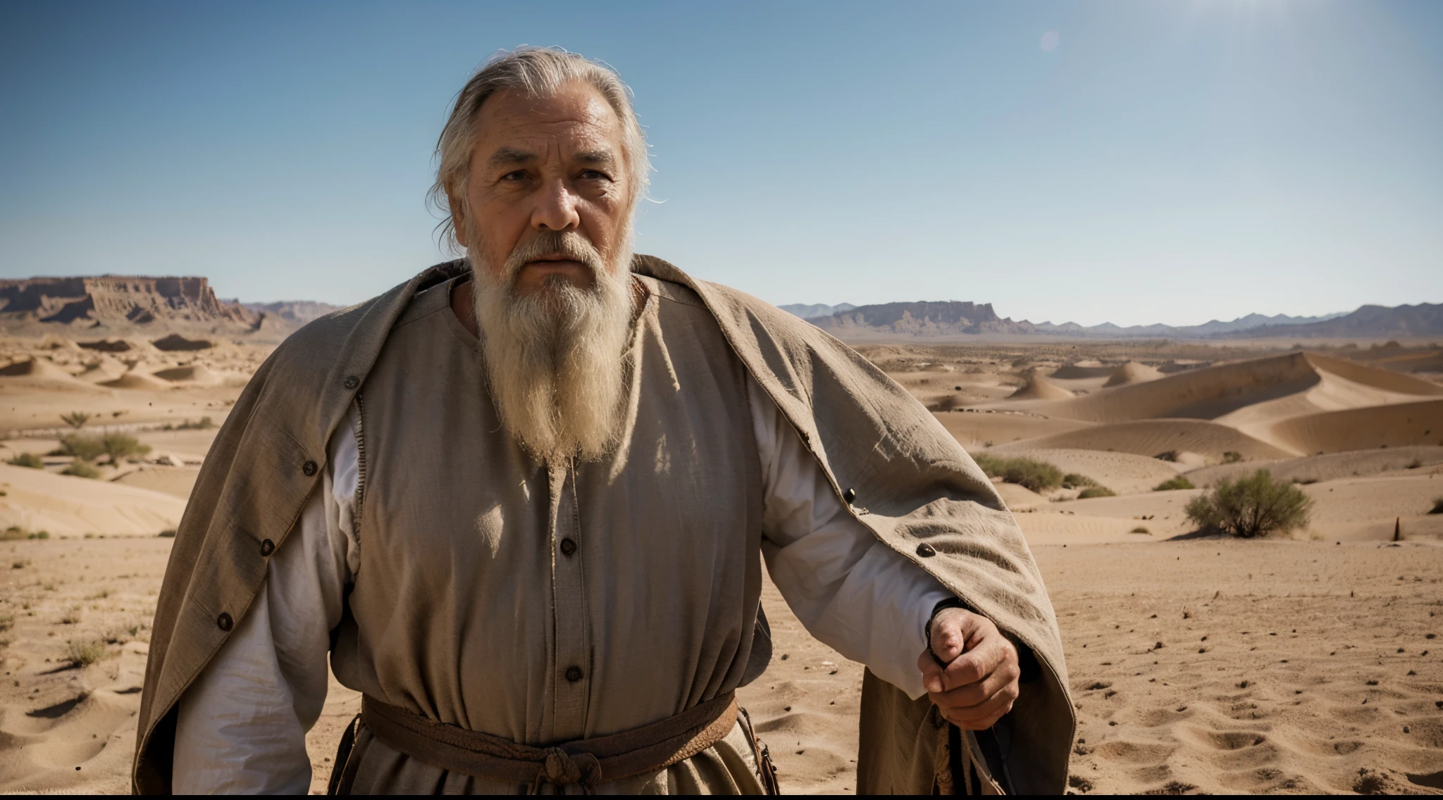 SeaArt Upscaling Robot Standard 10:04:30
(Job:1.1, biblical times:1.1) A man standing in an ancient biblical setting, reminiscent of the time of Job. (best quality,4k,8k,highres,masterpiece:1.2),ultra-detailed,(realistic,photorealistic,photo-realistic:1.37) The man has a dignified expression on his face, exuding wisdom and perseverance. He has a long white beard and wrinkled skin, portraying his age and wisdom. The clothing he wears is traditional ancient robes, composed of earthy tones and intricate patterns, reflecting the historical context. The scene is bathed in warm and soft lighting, highlighting the details of his face and clothing. The surroundings can include an arid desert landscape with sand dunes and distant mountains, emphasizing the solitude and endurance symbolized by Job's story.