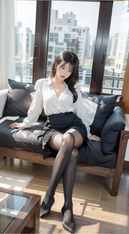 Professional Dress,100D black hip socks,blackstockings,black pantyhoses,Thick black stockings,Colossal tits,hip is cocked,super detailing,hyper HD,A high resolution,1080p,Anatomically correct,Acura,body coordination,Portrait photos,Delicatemakeup,slender thigh,Best quality, tmasterpiece, 超A high resolution, RAW photos, Beautiful and beautiful,deepshadow, (realistically:1.4), full-body composition, Striking perspective