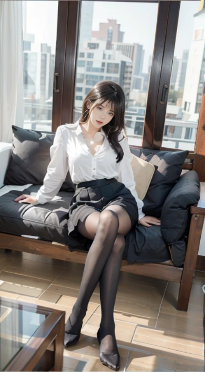 Professional Dress,100D black hip socks,blackstockings,black pantyhoses,Thick black stockings,Colossal tits,hip is cocked,super detailing,hyper HD,A high resolution,1080p,Anatomically correct,Acura,body coordination,Portrait photos,Delicatemakeup,slender thigh,Best quality, tmasterpiece, 超A high resolution, RAW photos, Beautiful and beautiful,deepshadow, (realistically:1.4), full-body composition, Striking perspective