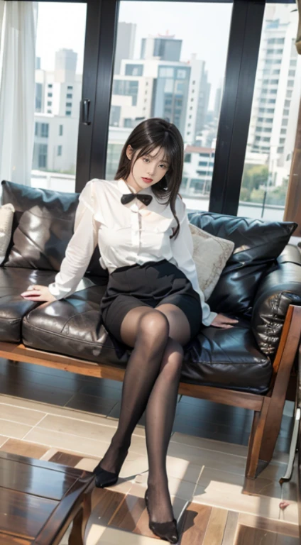 Professional Dress,100D black hip socks,blackstockings,black pantyhoses,Thick black stockings,Colossal tits,hip is cocked,super detailing,hyper HD,A high resolution,1080p,Anatomically correct,Acura,body coordination,Portrait photos,Delicatemakeup,slender thigh,Best quality, tmasterpiece, 超A high resolution, RAW photos, Beautiful and beautiful,deepshadow, (realistically:1.4), full-body composition, Striking perspective