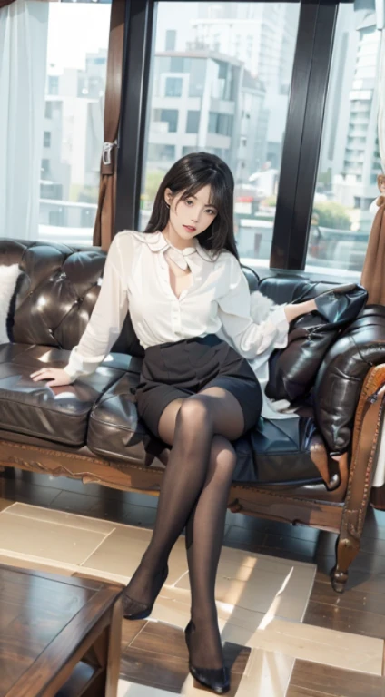 Professional Dress,100D black hip socks,blackstockings,black pantyhoses,Thick black stockings,Colossal tits,hip is cocked,super detailing,hyper HD,A high resolution,1080p,Anatomically correct,Acura,body coordination,Portrait photos,Delicatemakeup,slender thigh,Best quality, tmasterpiece, 超A high resolution, RAW photos, Beautiful and beautiful,deepshadow, (realistically:1.4), full-body composition, Striking perspective