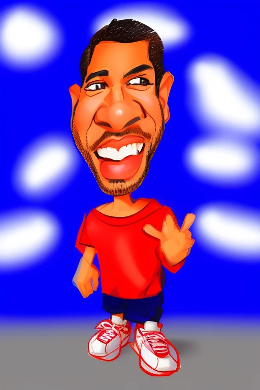um desenho de um homem com uma camisa vermelha e sapatos brancos, caricatura!!!, in cartoon style, retrato dos desenhos animados, cel sombreado!!!, estilo caricatura, arte dos desenhos animados, caricature illustration, arte digital dos desenhos animados, cel sombreado:15, caricatura, charicatura, pintura digital dos desenhos animados, caricatural, desenho animado de arte digital, Caricato e simplista, personagem de desenho animado, (Pixar 1.23 estilo), 3D, Artgerm 4K, Artgerm extremamente detalhado, caricature illustration, in illustration style digital
