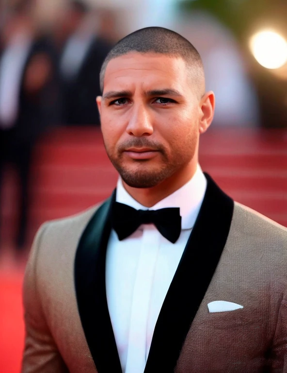 trimmed man in tuxedo and bow tie standing on a red carpet, taken in the early 2020s, homem bonito, Directed by: Henri-Julien Dumont, instagram post, extremamente bonito, olhar severo, inspirado em Henri-Julien Dumont, Shia Labeouf, Ahmad Merheb, brown skin man egyptian prince, Ronaldo Luis Nazario de Lima, (Pixar 1.23 estilo), ..3d, Artgerm 4K, Artgerm extremamente detalhado, caricature illustration, in illustration style digital