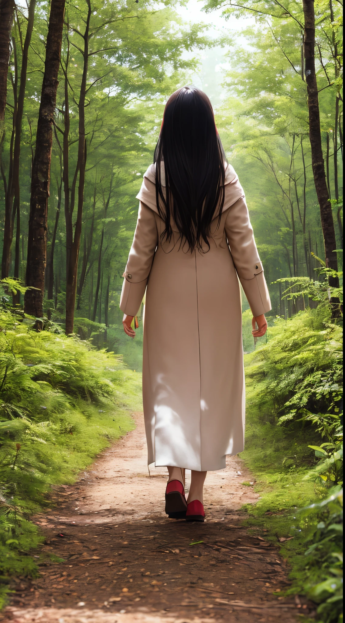 Woman heading to the forest