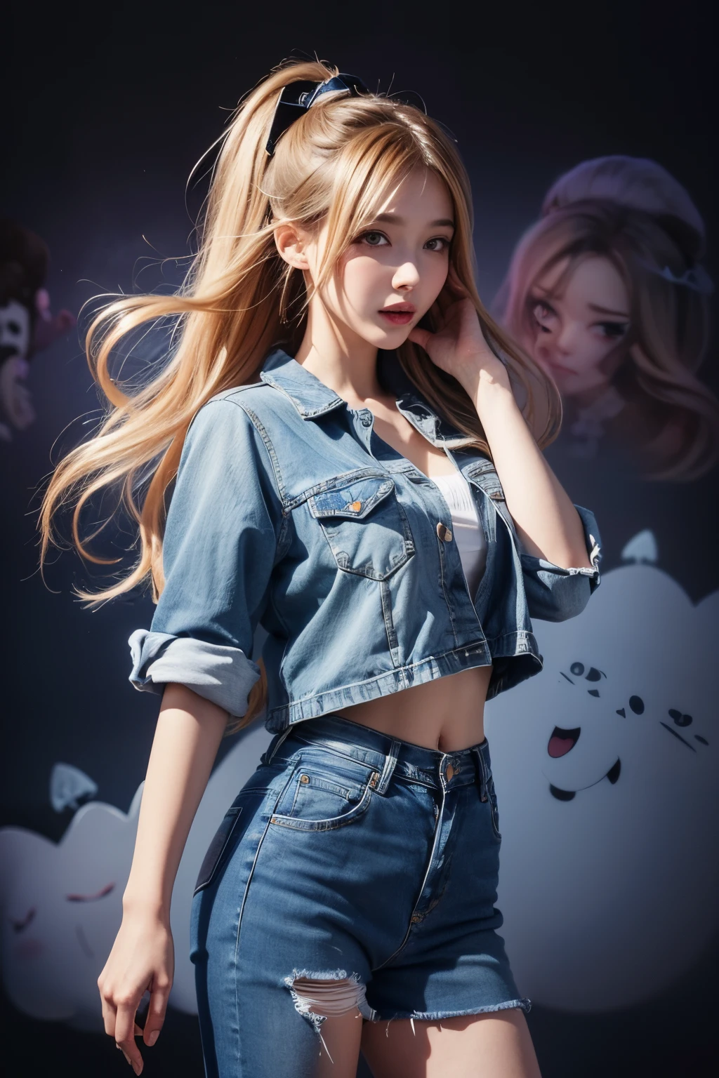 (hyperrealistic), (illustration), (high resolution), (8K), (extremely detailed), (best illustration), (beautiful detailed eyes), (best quality), (ultra-detailed), (masterpiece), (wallpaper), (photorealistic:1.4), (natural light), (rim lighting), (detailed face), high detailed realistic skin texture, anatomically correct, solo, 1 girl, (high detailed realistic long white hair:1.5), (two braided hair:1.4), heterochromic eyes, (detailed blue eyes), small moles under the eyes, (realistic big breasts:1.5), long legs, tight abs, dynamic pose, (closed mouth:1.3), (long winter jacket with fur only at the collar:1.3), (no bra, no underwear:1.4), (no panties, no t-shirts:1.4), (upon body from head to thighs:1.4), (Beautiful Cute Pakistani Woman:1.55), standing, outdoor, snowing, winter,