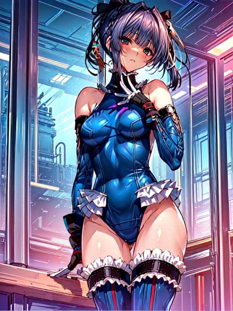 (1girl in:1.2, ( (digital) ( (Interior of a facility lined with futuristic culture tanks:1.2), medium breasts, (fril swimsuit, thighs thighs thighs thighs, Detached sleeves)) , Best Quality, marierose,、Hypnorola
Eyes in the sky、1girl in,Emotionless facial expressions,