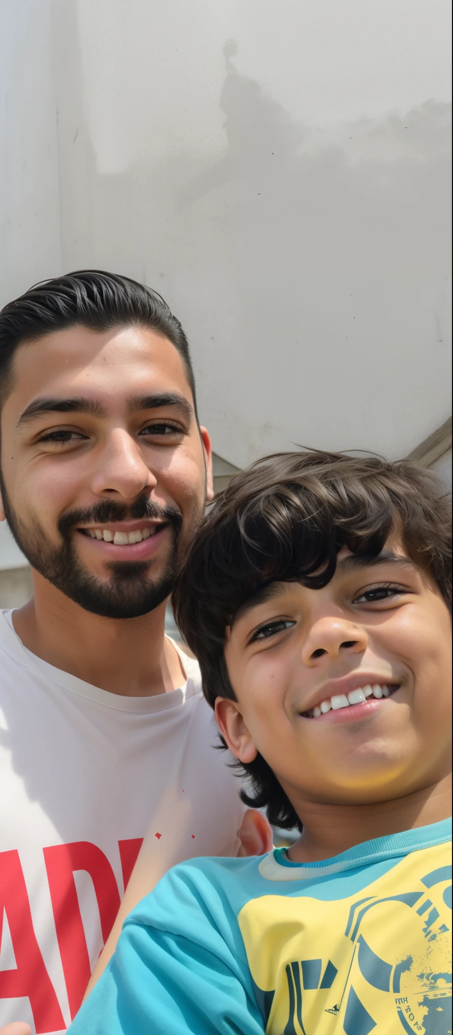There's a man and a boy who are taking a selfie, with a kid, mateus 9 5, Condutor de Ene, gui guimaraes, Pablo Carpio e Jordan Grimmer, david rios ferreira, Alex, icaro carvalho, Aykut Aydogdu, lorenzo vitturi, cabrito, Directed by: Nandor Soldier