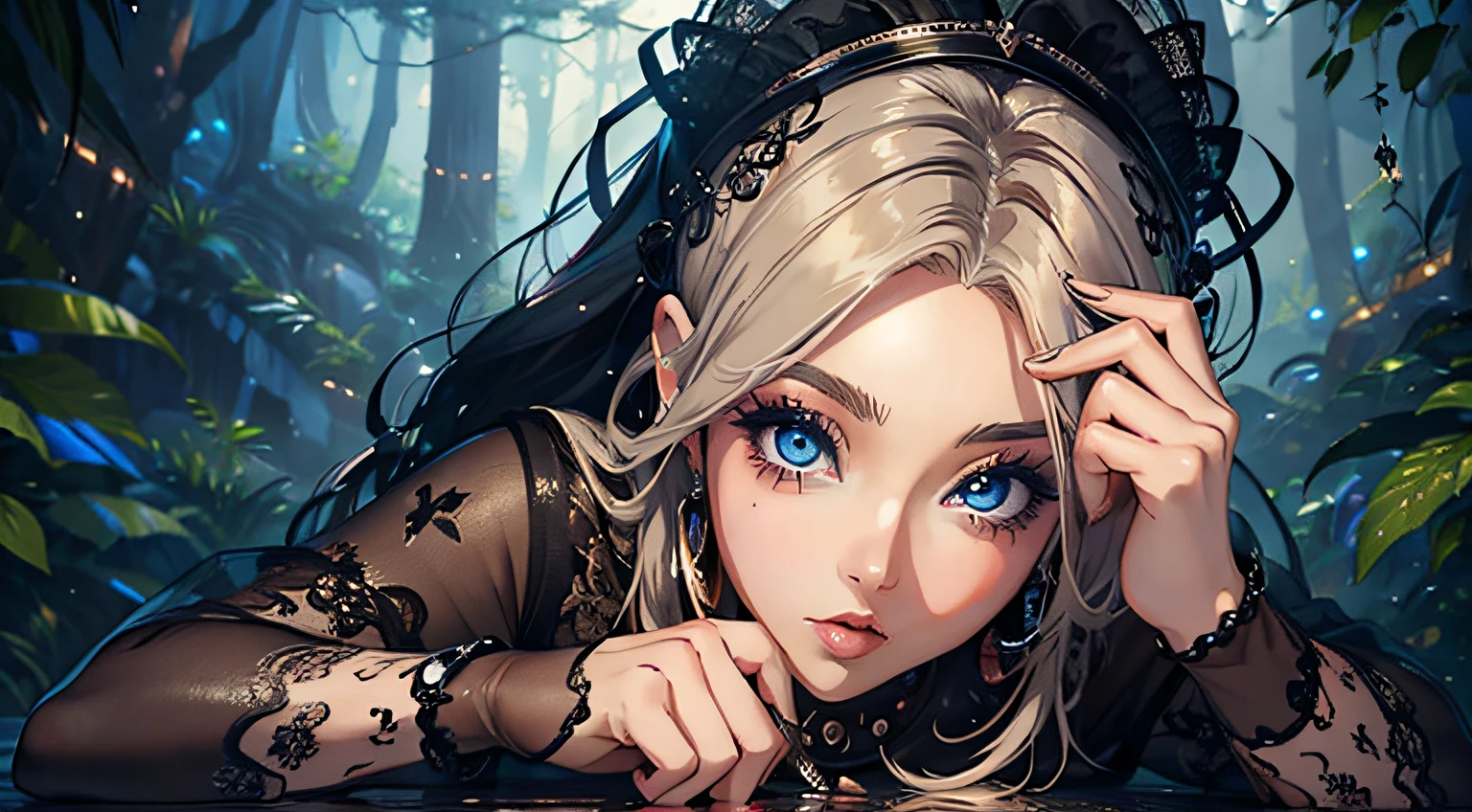 (masterpiece:1.2), (best quality:1.2), perfect eyes, perfect face, perfect lighting, makeup, eyeshadow, thick eyelashes, fantasy, looking at the viewer