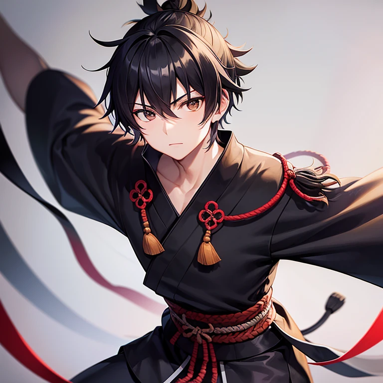 Samurai, 1boy, black hair, looking at viewer