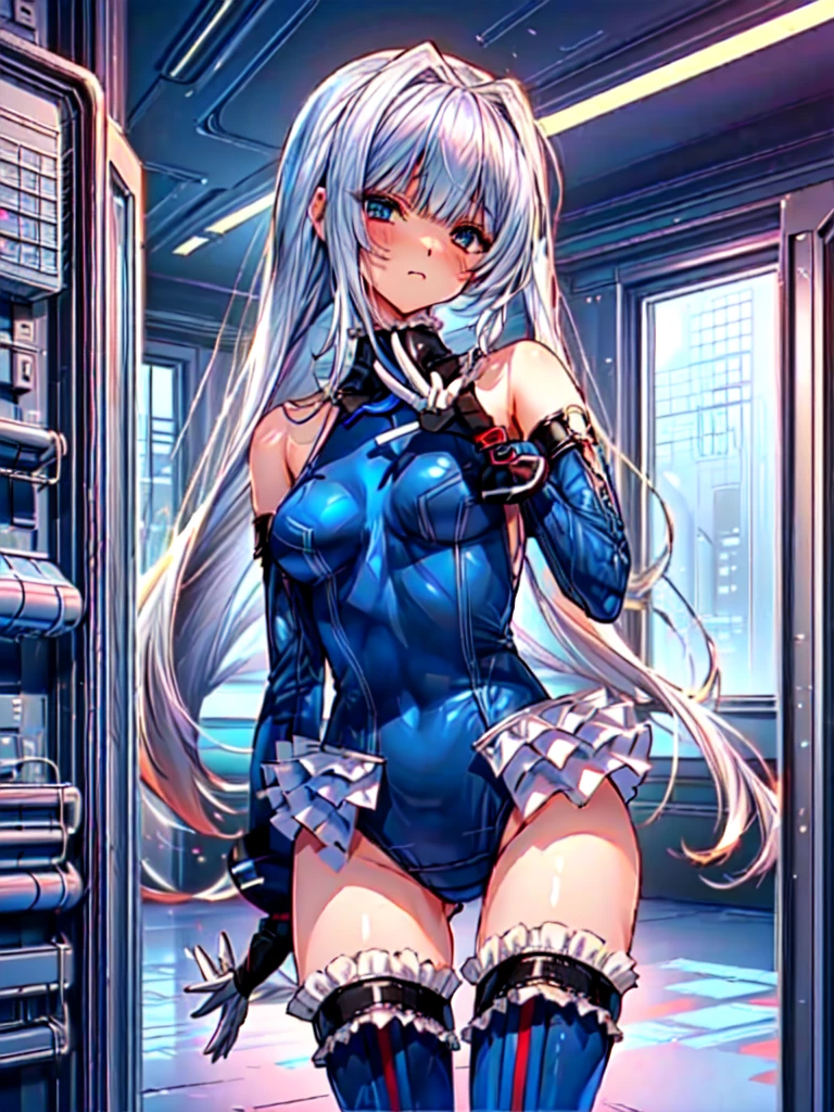 (1girl in:1.2, ( (digital) ( (Interior of a facility lined with futuristic culture tanks:1.2), medium breasts, (fril swimsuit, thighs thighs thighs thighs, Detached sleeves)) , Best Quality, marierose,、Hypnorola
Eyes in the sky、1girl in,Emotionless facial expressions,