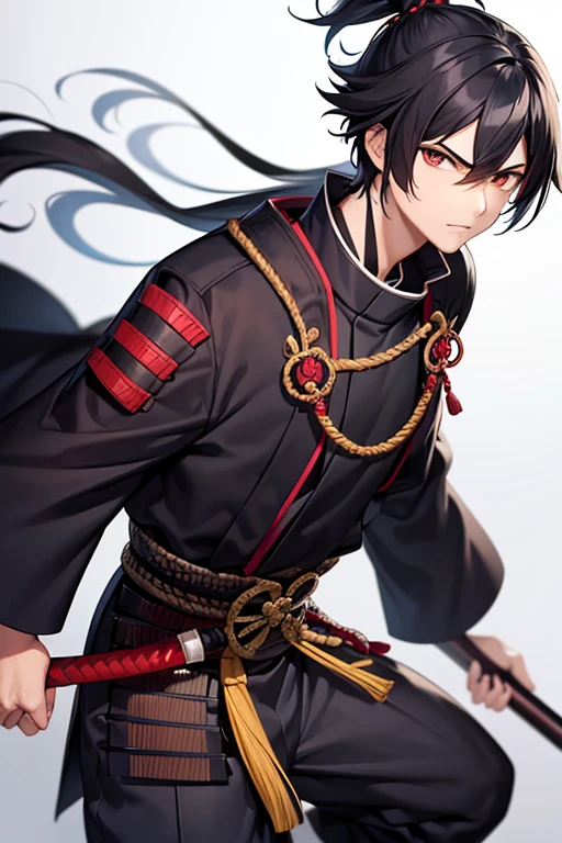 Samurai, 1boy, black hair, looking at viewer