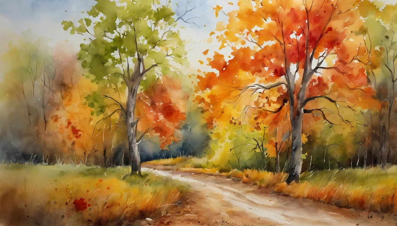 a dirt road，On the left and right are large Canadian maple trees that have fallen.，scattered on the ground