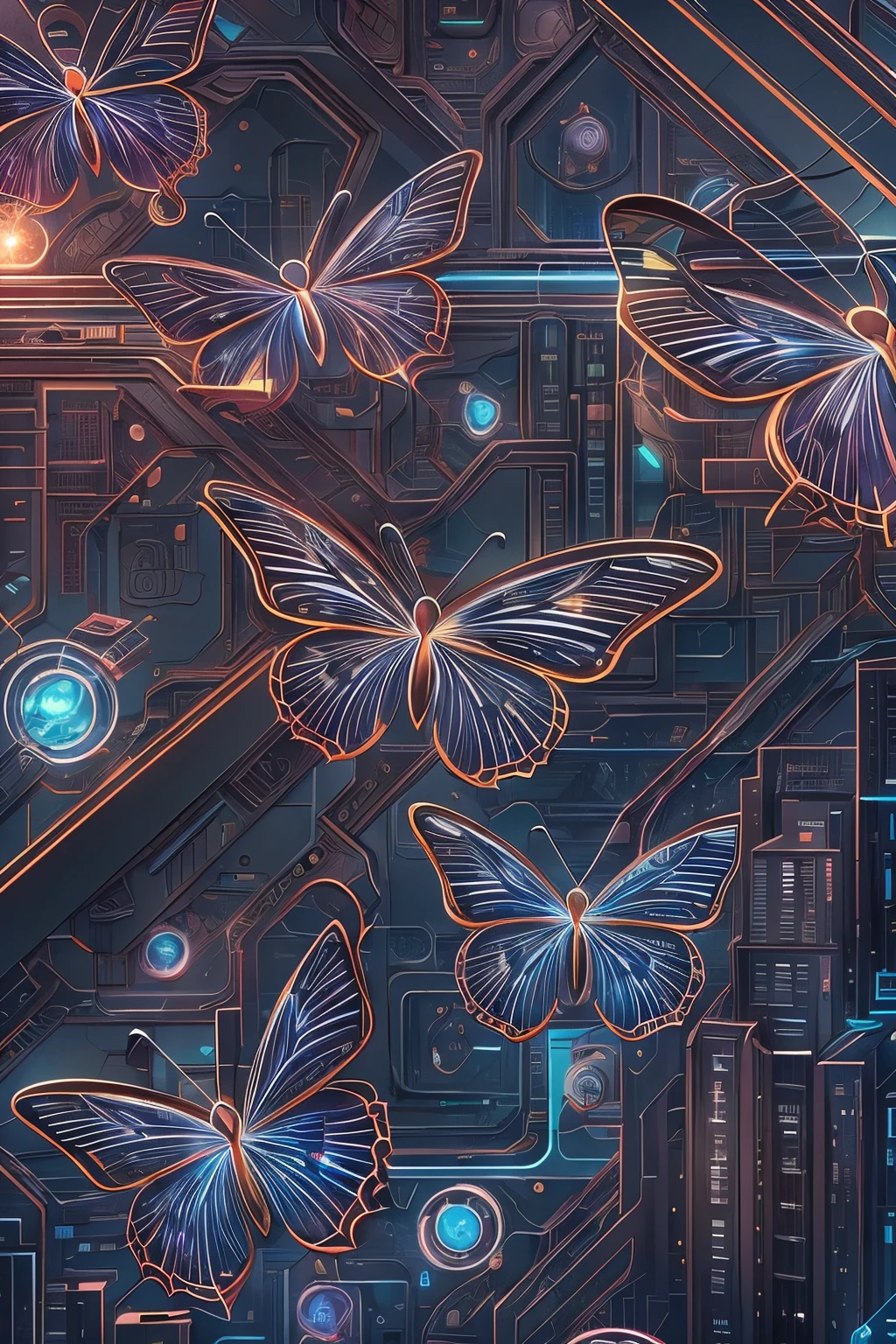 CircuitBoardAI butterfly close-up，The background is lightning, radiated butterfly,  butterfly in starry sky，Futuristic sci-fi butterfly, futuristic urban background，4K Highly Detailed Magical Digital Art, Highly detailed fantasy digital artwork, Epic surrealist digital art illustrations, High detail digital art, Beautiful digital artwork, stunning digital art, 4k detailed digital art, Hot topics on artstation 4k, 3 d epic illustrations
