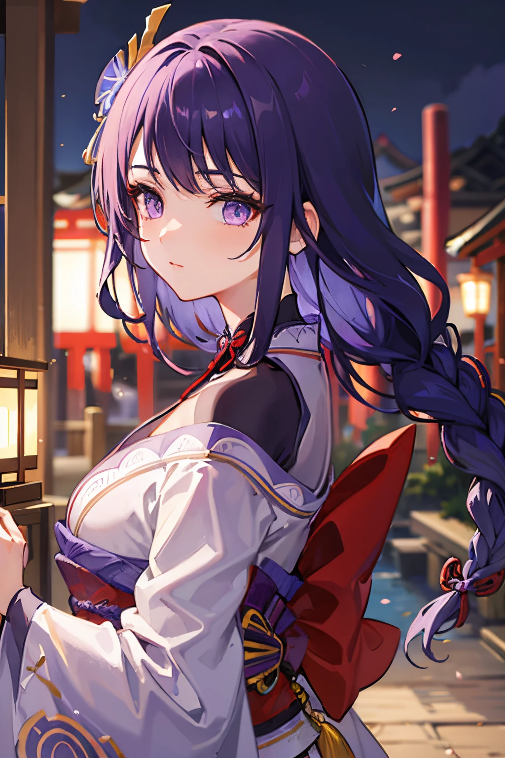 anime girl with long purple hair sitting on a ledge in front of lanterns, ayaka genshin impact, keqing from genshin impact, very beautiful anime cat girl, beautiful anime catgirl, ayaka game genshin impact, anime visual of a cute cat, anime visual of a cute girl, cute anime catgirl, zhongli from genshin impact