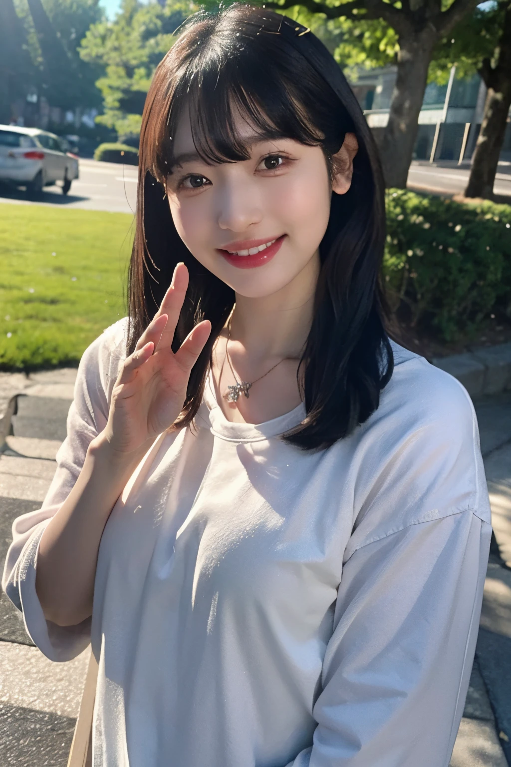Yui Photos_Ichimiya, plein air, A clear day, top-quality, realisitic, 8K, 独奏, A smile, masterpiece, 1girl in, bokeh dof, depth of fields, profetional lighting, hight resolution, a gorgeous, bangss, lensflare, cute little, Photorealsitic:1.37, 耳Nipple Ring, Raw photography, absurderes, Look at viewers, Skindentation, femele, full body Esbian, masterpiece:1.2, portlate:0.6, a necklace, pureerosface_v1, skiny, dynamicposes, Mole, Floating hair, s lips