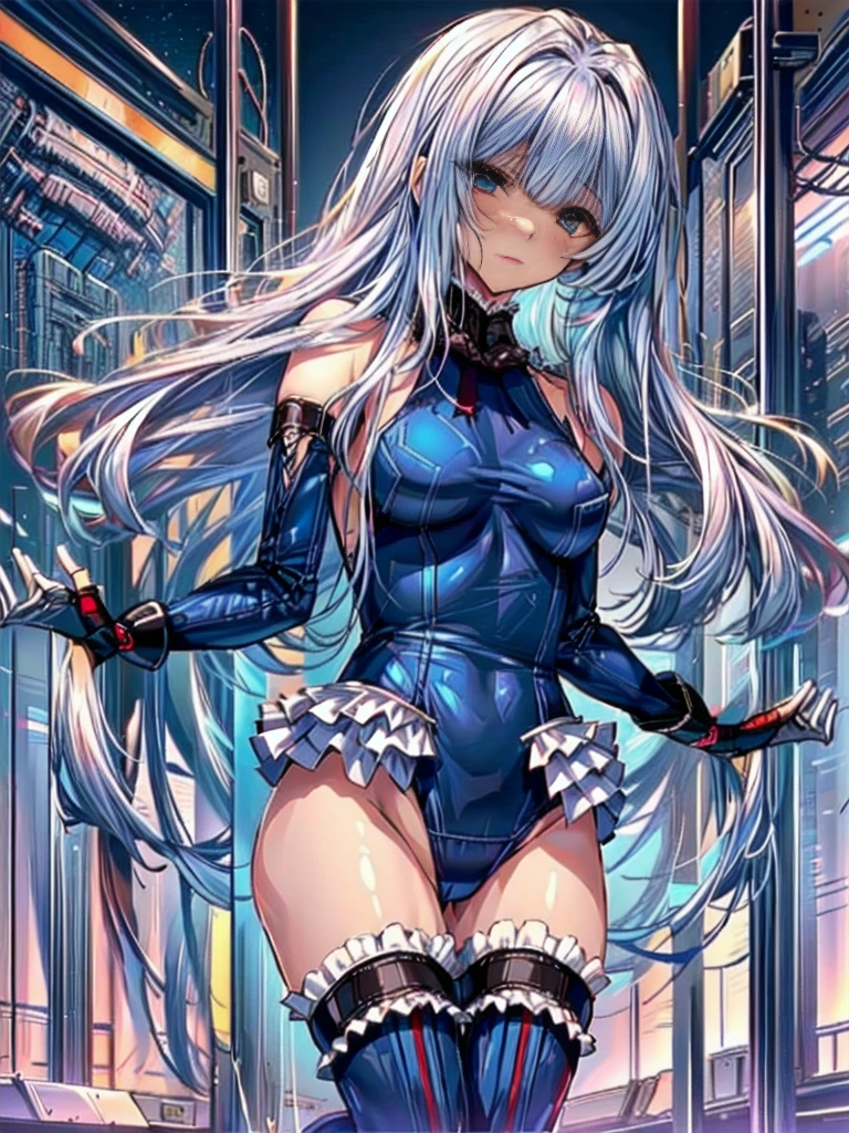 (1girl in:1.2, ( (digital) ( (Inside the base lined with futuristic culture tanks:1.2), medium breasts, (fril swimsuit, thighs thighs thighs thighs, Detached sleeves)) , Best Quality, marierose,、Hypnorola
Eyes in the sky、1girl in,Emotionless facial expressions,(His entire body is restrained by machines.:1.4)