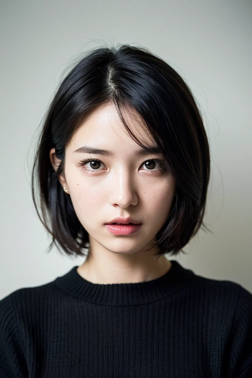 (masterpiece:1.3), (8k, photorealistic, RAW photo, best quality: 1.4), (1girl), beautiful face, (realistic face), (black hair, short hair:1.3), beautiful hairstyle, realistic eyes, beautiful detailed eyes, (realistic skin), beautiful skin, (sweater), absurdres, attractive, ultra high res, ultra realistic, highly detailed, golden ratio