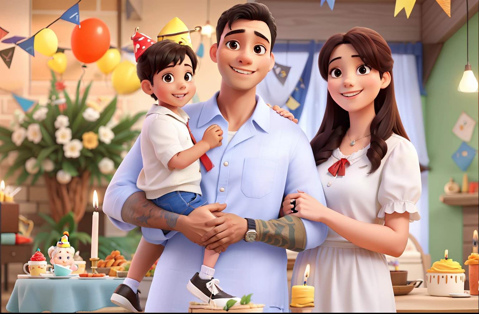 Happy family on birthday