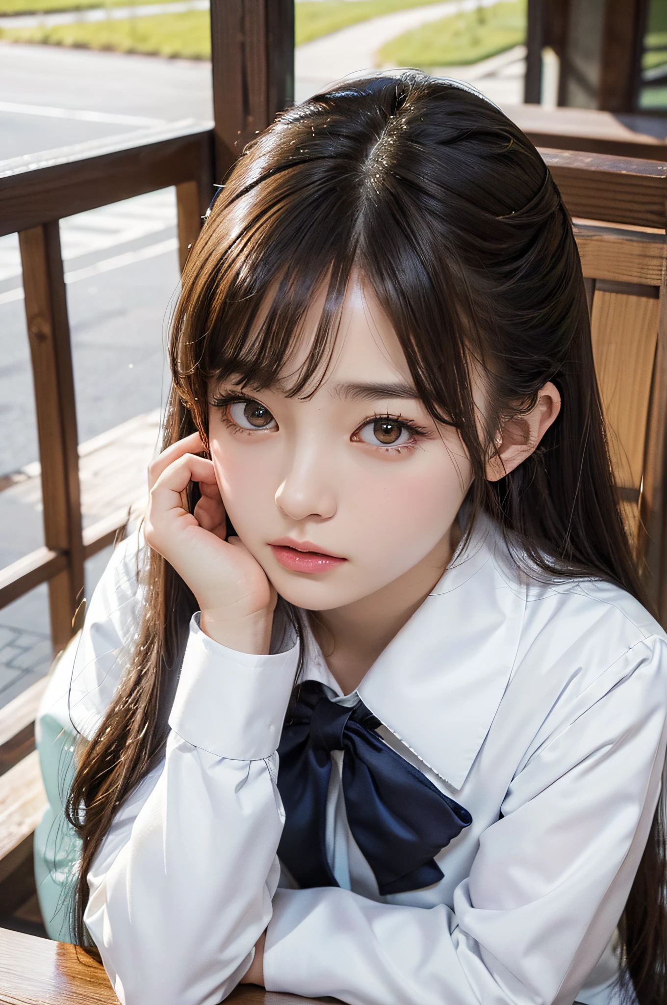 (***ung girl), Amazing face and eyes, (amazingly beautiful girl), (Best Quality:1.4), (Ultra-detailed), (extremely detailed CG unified 8k wallpaper), Highly detailed, High-definition raw color photos, Professional Photography, sailor uniform, school uniform, School, Spring, cherry blossoms,