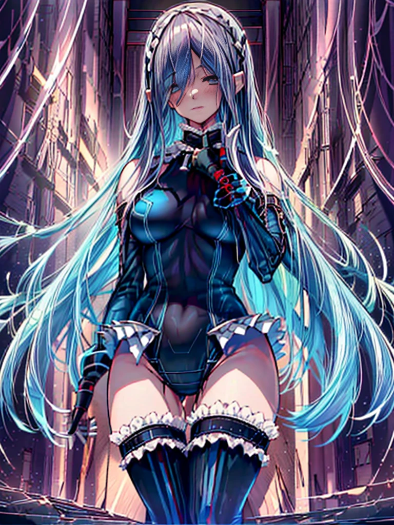 (1girl in:1.2, ( (digital) ( (Detailed reproduction of dark passages inside the base:1.4), medium breasts, (fril swimsuit, thighs thighs thighs thighs, Detached sleeves)) , Best Quality, marierose,、Hypnorola
Eyes in the sky、1girl in,Emotionless facial expressions,