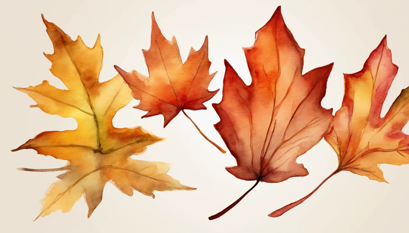 3 maple leaves，the watercolor style