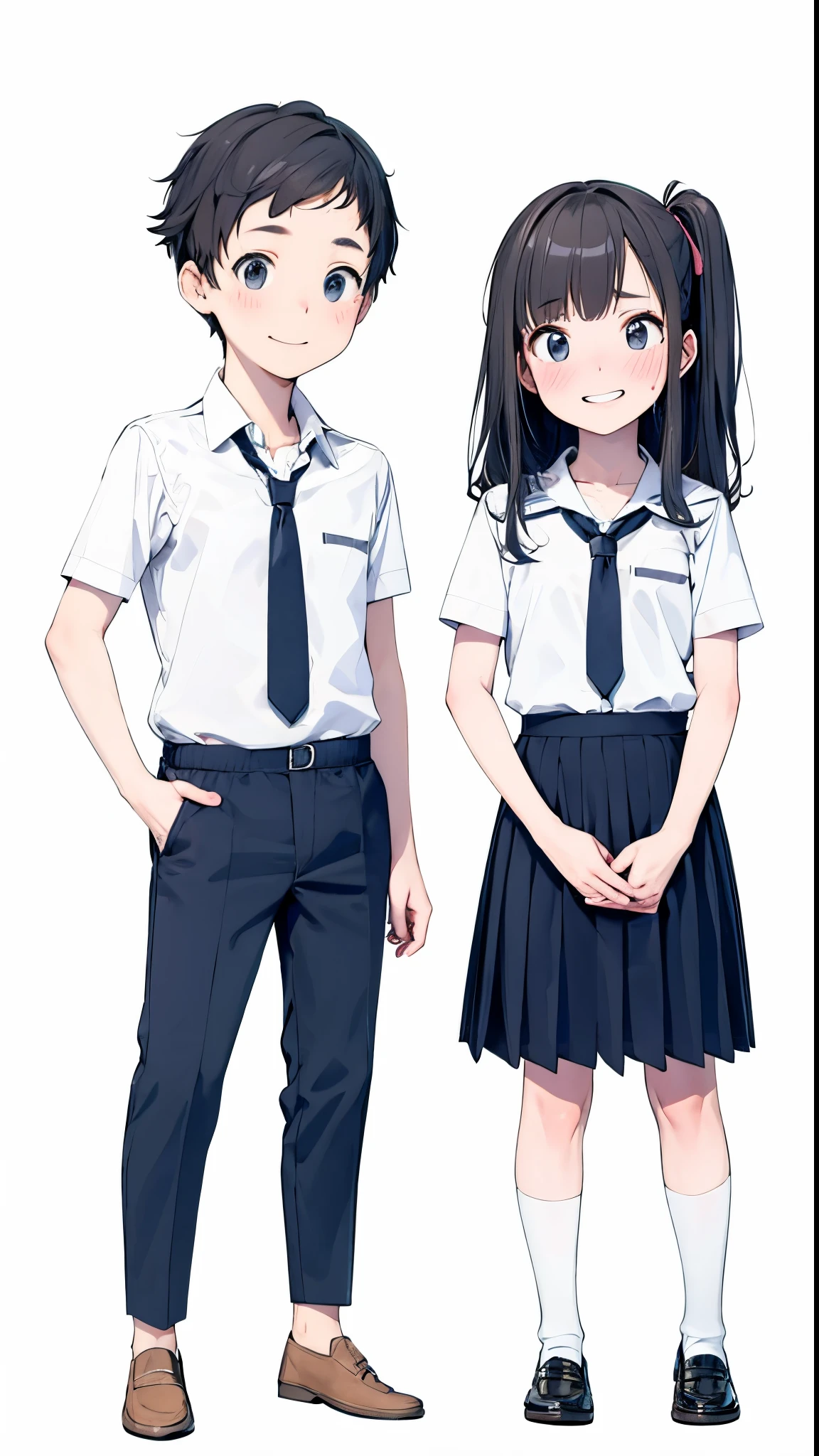 menino e menina de desenho animado em uniformes escolares, um ao lado do outro, usando uniforme escolar, usando uniforme escolar, Uniforme JK, Uniforme escolar, wearing japanese school uniform, uniforme azul, uniforme branco, Japanese school uniform, magical school student uniform, menino e menina, menina vestindo o uniforme, uniformes coloridos, fundo uniforme, masculino e feminino, Seifuku, magic school uniform