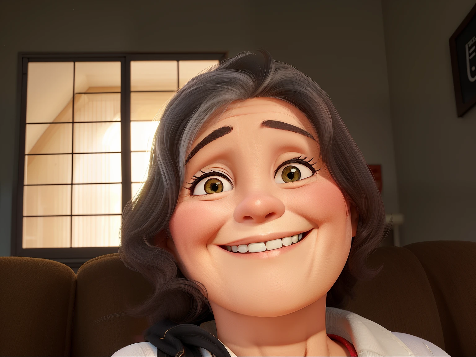 A woman, 58 years old, smiling, high quality