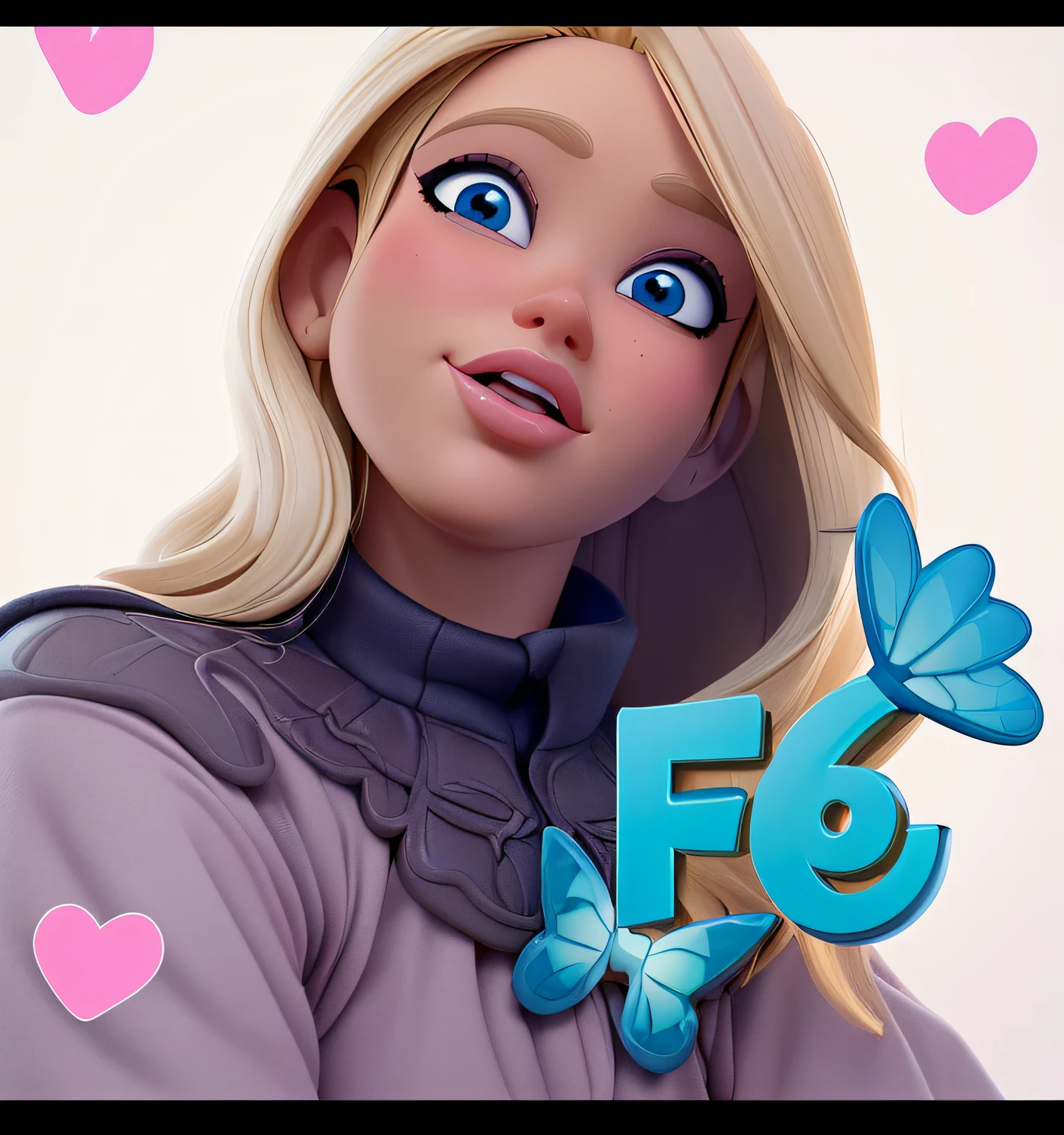 Transforme esta imagem em um modelo Disney Pixar, be as faithful as possible to the main image, with blonde hair and the word Faith in the bottom right corner of the image, No distortions; olhos ou boca tota