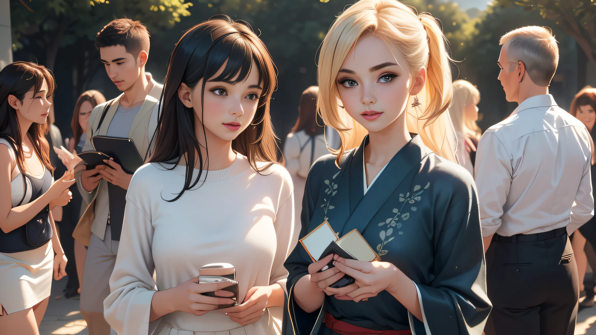 sfw, (Extremely detailed 8k wallpaper:2), (photo:2), (soigne Beautiful girl:2), (gives a lecture to friends:2), detailed (Face and eyes), (hyper realistic:1), (highly detailed:1), (epic realistic:1), rim light, (maximum details:1), cozy, (fullbody:1.3), (looking at viewer:2.0), (Woman's Attractive Qualities:2), (Attractive Woman:2), (Attractive:2), Smile, Intelligence, Empathy, Gracefulness, Sense of Style, Fitness, Grooming, Optimism, (Sensitivity:2), Sincerity, Romantic Gestures, Playfulness, Fashion Sense, (Sensuality:2), Charm, Modesty, Thoughtfulness, (Femininity:1), Flirtatiousness, Warmth, (Physical attractiveness:2), A beautiful smile, A love of life, strength and power, vulnerability, curiosity, wonder, love, (nature background:2), kawaii, waifu, Beautiful breasts, (attractive body:2), (Beautiful body:2), Beautiful pose, attractive pose, (Beautiful legs:1.0), (spread legs:1.0), (Beautiful clothes:1), (classic clothes:2), (elegant clothes:2), (European clothes:2), detailed clothes, (skirt:1), (blouse:1), (provocative pose)