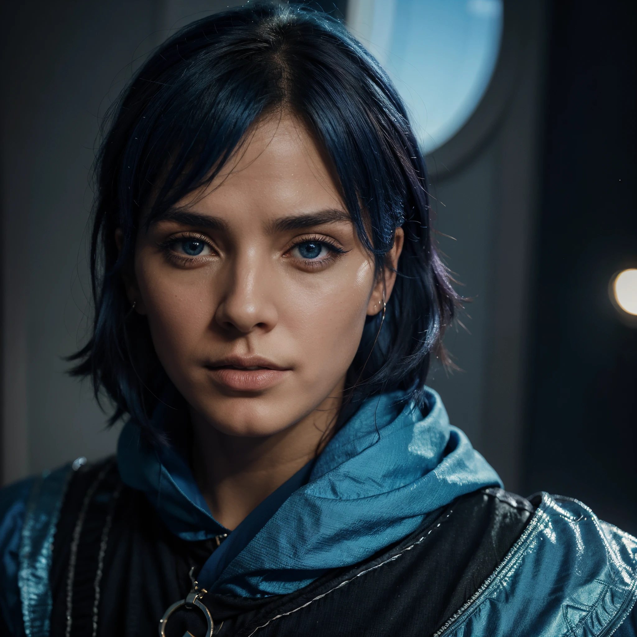 Homem com capuz azul, blue and cinematic lighting, Retrato de um feiticeiro azul, 3d render bipe, arte de fantasia urbana estilizada, foto de retrato, Capuzes azuis, cosplay capuz azul, Anton Fadeev 8 K, cinematic beeple, mago com capuz azul, segurando uma esfera brilhante