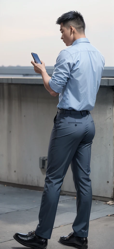 20-year-old boy ,Korean male officer ,..,handsome  ,((unrealistic super big tight butt ))............................. sit on the ground , His legs spread apart sitting on the ground................................,  Muscle Man , ((The arm muscles are very large...................)) ,large , Wide shoulders ,open legs, head turn slightly to looking back to the camera, rear shot.......................................... high angle looking down...............,Sexually suggestive, (Dynamic Poses:1.1) , thights , (Embossed Focus:1.2),On your knees........................., empty toilet cubicle at night, Best qualtiy , Wide lens from far ,deep depth of field ,Bokeh background , (((only boy , only male))) , masculine boy , hunk