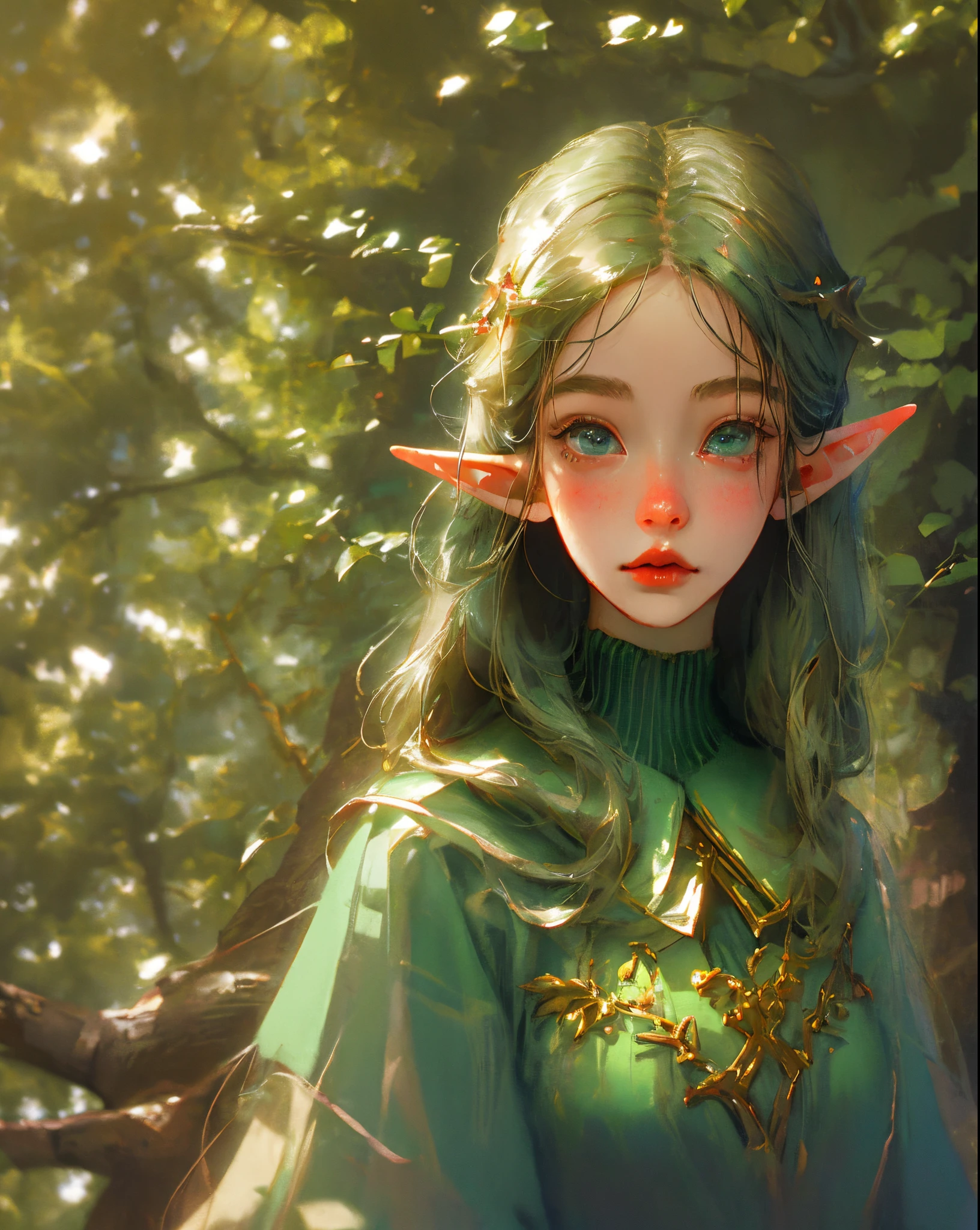 elf girl in a calm forest