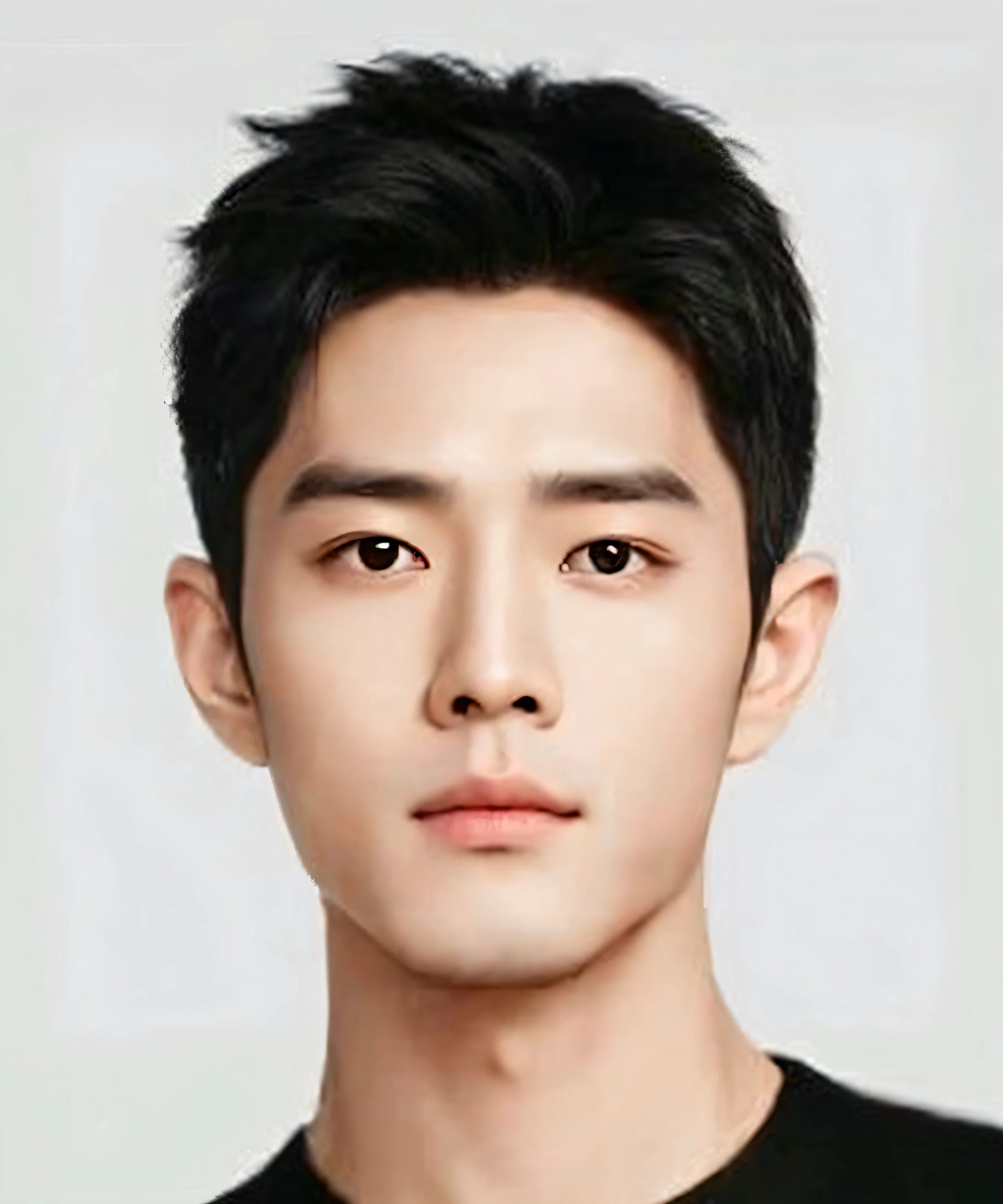 a close up of a person with a black shirt and a black shirt, wan adorable korean face, siwoo kim, inspired by Zhang Han, young wan angel, handsome face, realistic. cheng yi, jin shan, inspired by Wuzhun Shifan, traditional art, 3 pm, inspired by Yang Borun, jinyoung shin, by Ni Zan, perfect handsome face