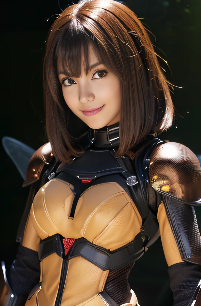 (high resolution,masterpiece,best quality,extremely detailed CG, anime, official art:1.4), realistic, photo, amazing fine details, all intricate, gloss and shiny,awesome many layers, 8k wall paper, 3d, sketch, kawaii, illustration,( solo:1.4), perfect female proportion,villainess, (fusion of dark brown cockroach and lady:1.4), (brown cockroach form lady:1.2), (brown cockroach lady:1.2), (fusion:1.2), (solo:1.4), (evil smile:1.2), muscular, abs, (cockroach brown exoskeleton bio insect suit:1.4), (cockroach brown exoskeleton bio insect armor:1.2), (brown transparency cockroach wing:1.4), (brown cockroach antennae:1.3),